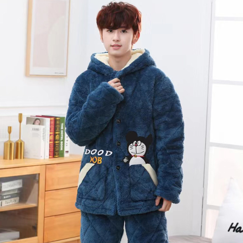 初中生睡衣男孩冬季珊瑚绒三层夹棉加厚加绒15岁男童青少年家居服,淘宝优惠券,粉丝福利购,淘宝优惠卷
