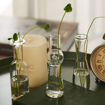 创意北欧小小迷你花瓶玻璃透明花器桌面阳台水培插花工艺品摆设 虎窝淘