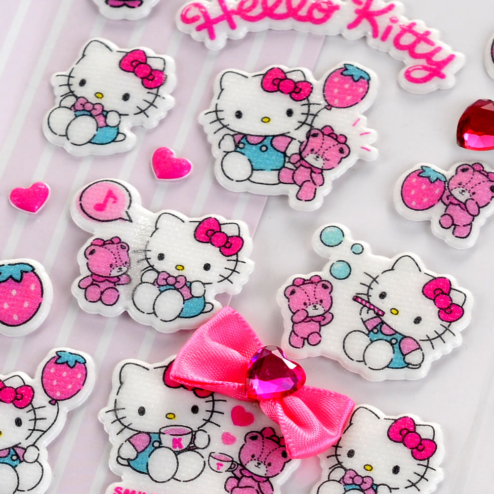 hellokitty立体3d泡泡贴纸儿童女孩哈喽kitty手机壳三丽鸥粘贴画 - 图2