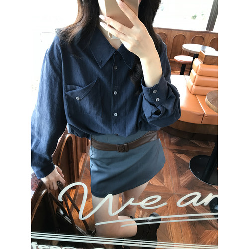 Even一雯【摩登旧事】韩系高智感早秋新品A摆高腰短款半身裙皮带 - 图1