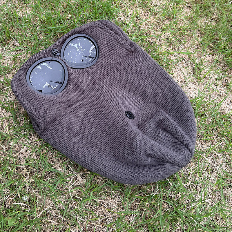 日系儿童线帽冬季男童女童针织帽飞行员墨镜毛线帽套头护耳冷帽 - 图1