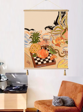 中古风月下舞蹈客厅餐厅装饰画轻奢复古卧室床头挂画玄关过道壁画