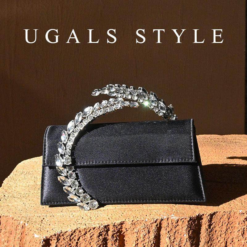 UGALS金色复古闪亮不灵柳叶刀水钻盒子宴会马鞍小方包手拿斜挎包,淘宝优惠券,粉丝福利购,淘宝优惠卷