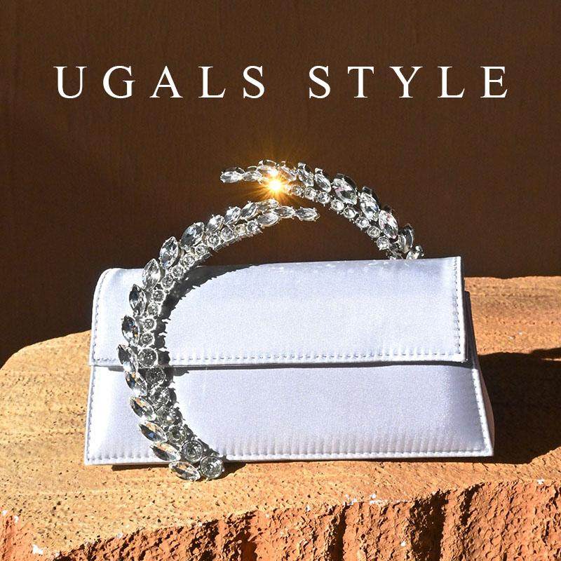 UGALS金色复古闪亮不灵柳叶刀水钻盒子宴会马鞍小方包手拿斜挎包,淘宝优惠券,粉丝福利购,淘宝优惠卷