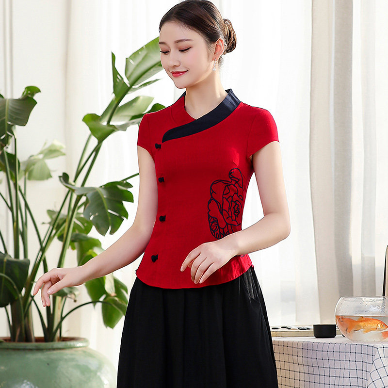 唐装女夏2020新款民族风修身上衣 第五衣柜奕点上衣