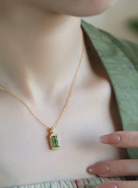 小银匠天然和田玉竹节纯银项链女