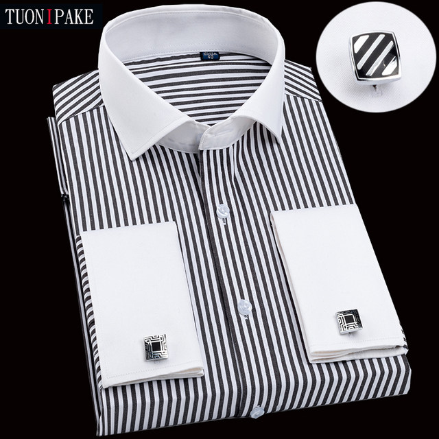 French shirt men's long-sleeved slim collar shirt