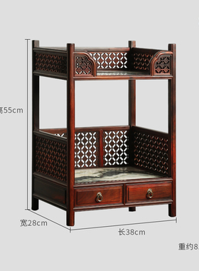 镂空置物架桌面实木大理石