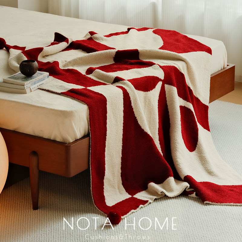 北欧风沙发毯红色节日绒毯冬加厚午睡毯轻奢高级感空调毯单人毯子,淘宝优惠券,粉丝福利购,淘宝优惠卷