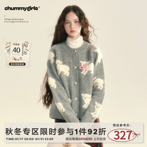 chummy little goat warm and original butterfly knots small sheep with cute round neckline cashback sweater knit cardique