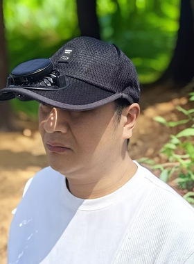 红砖头夏季太阳能风扇充电款男女士防晒防紫外线加长檐钓鱼遮阳帽