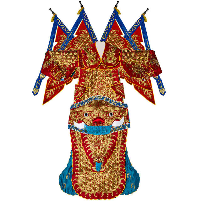 Ping Liyuan Satin Full Gold Wusheng Opera Costume Male Big Back