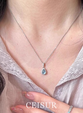 海蓝宝水滴轻奢女款项链
