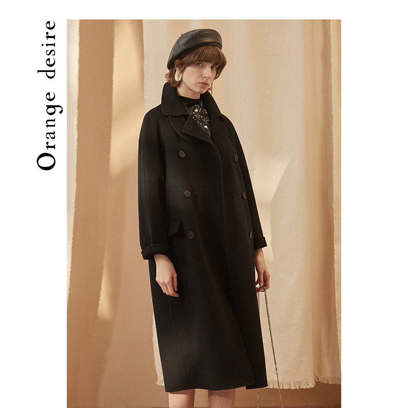 orange desire长款双面羊毛双排扣 orangedesire毛呢外套