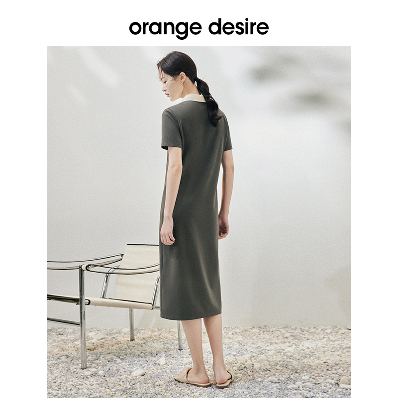 【黑白遐想系列】orange desire撞色Polo领连衣裙女秋季休闲裙子 - 图3