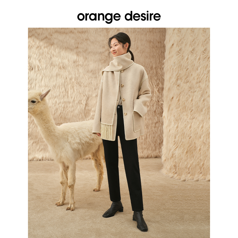 【woolab系列】orange desire羊毛外套女2023秋冬新款毛呢大衣 - 图3