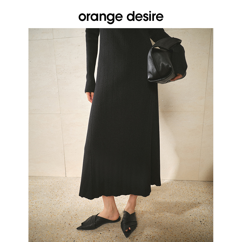 【woolab系列】orange desire长袖连衣裙女2023秋冬新款保暖A字裙