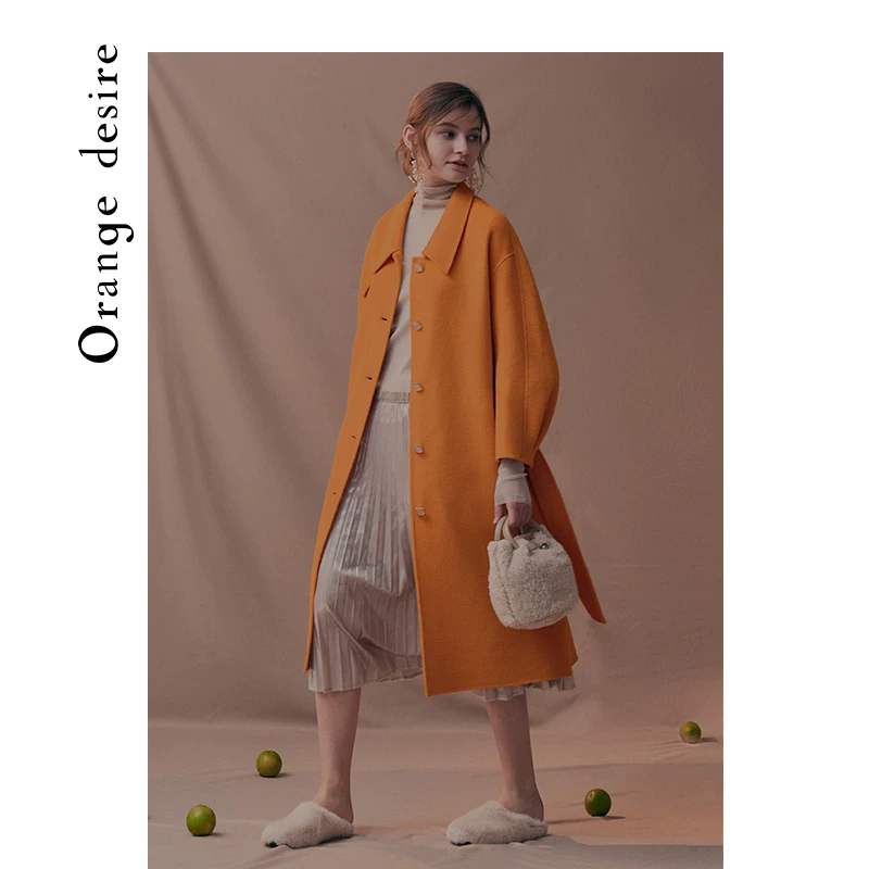 Orange Desire Woolen double-sided woolen coat, belt, jacket, 2020