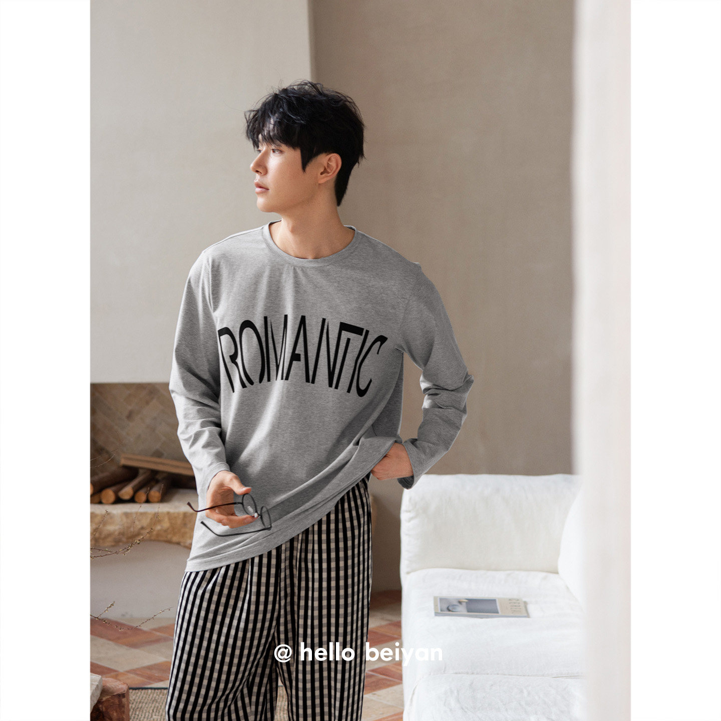 贝妍春秋新款柔软棉男士长袖睡衣休闲可外穿青少年家居服大码套装,淘宝优惠券,粉丝福利购,淘宝优惠卷