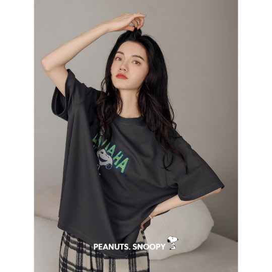 Beiyan summer short-sleeved pure cotton Snoopy couple pajamas