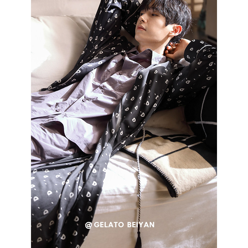 贝妍高级感睡衣男士春秋季柔软棉长袖晨袍浴袍宽松大码家居服睡袍,淘宝优惠券,粉丝福利购,淘宝优惠卷