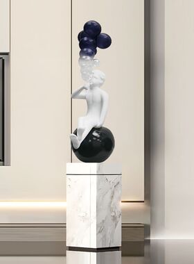 现代卡通创意雕塑摆件样板房创意落地售楼处玄关泡泡人物艺术装置