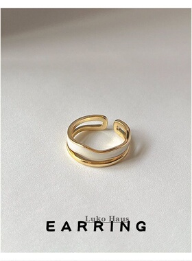 小众双层铜镀14K戒指女