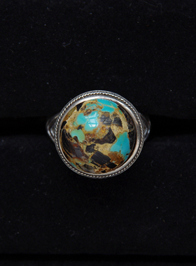 绿松石原矿无优化高瓷银戒指