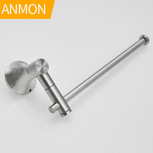 毛巾杆304不锈钢单杆厨房可旋转式免打孔浴室小毛巾环挂杆毛巾架 - 图3