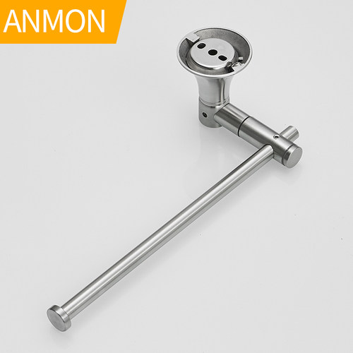 毛巾杆304不锈钢单杆厨房可旋转式免打孔浴室小毛巾环挂杆毛巾架 - 图2