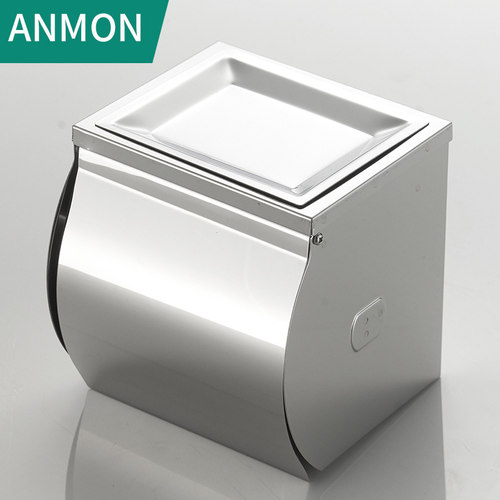 Anmon不锈钢厕纸盒厕所纸巾架卫生间壁挂式手纸盒防水防潮卷纸架 - 图2