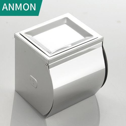 Anmon不锈钢厕纸盒厕所纸巾架卫生间壁挂式手纸盒防水防潮卷纸架 - 图1