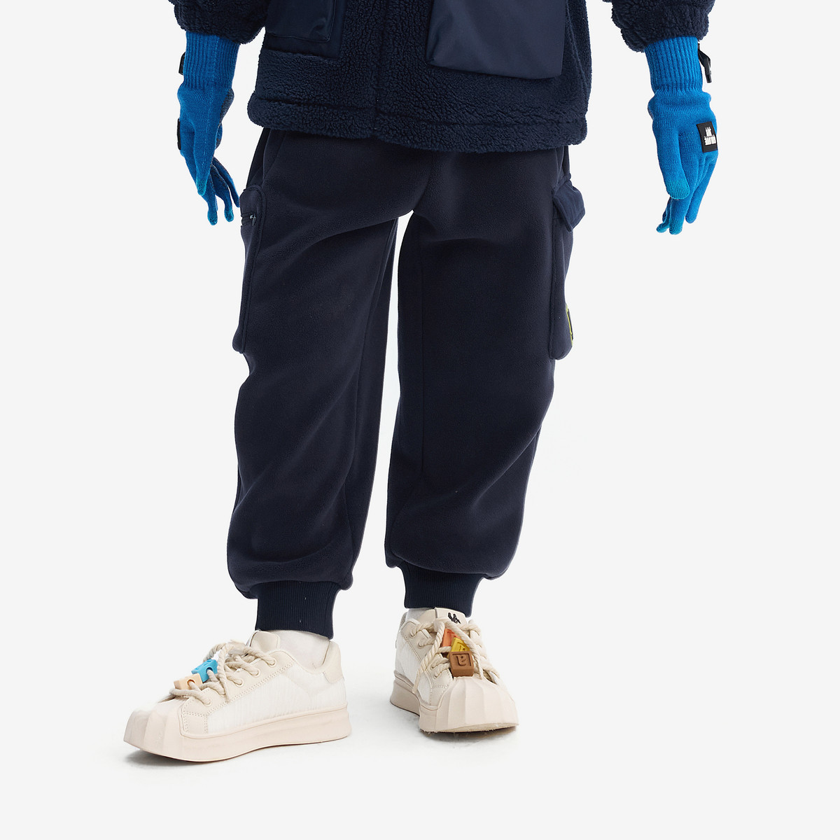 [VIP]MQD童装儿童针织裤2025冬季新款男童加绒加厚保暖宽松束脚裤 - 图1