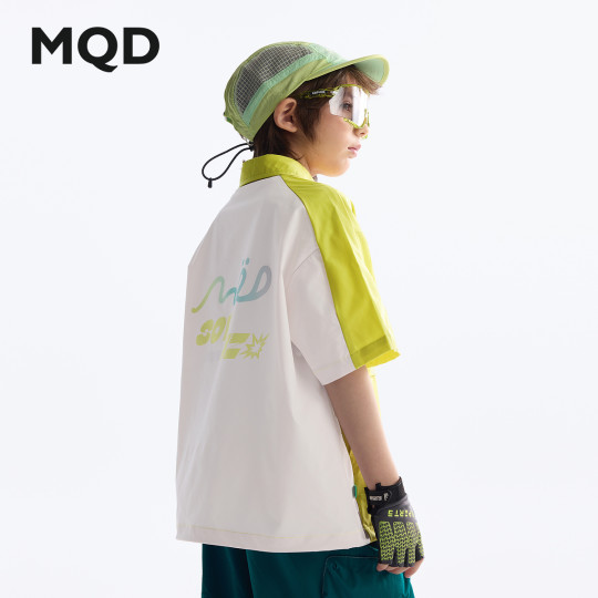 【吸湿速干】MQD童装男童短袖衬衫2025夏装新款儿童撞色拼接外套