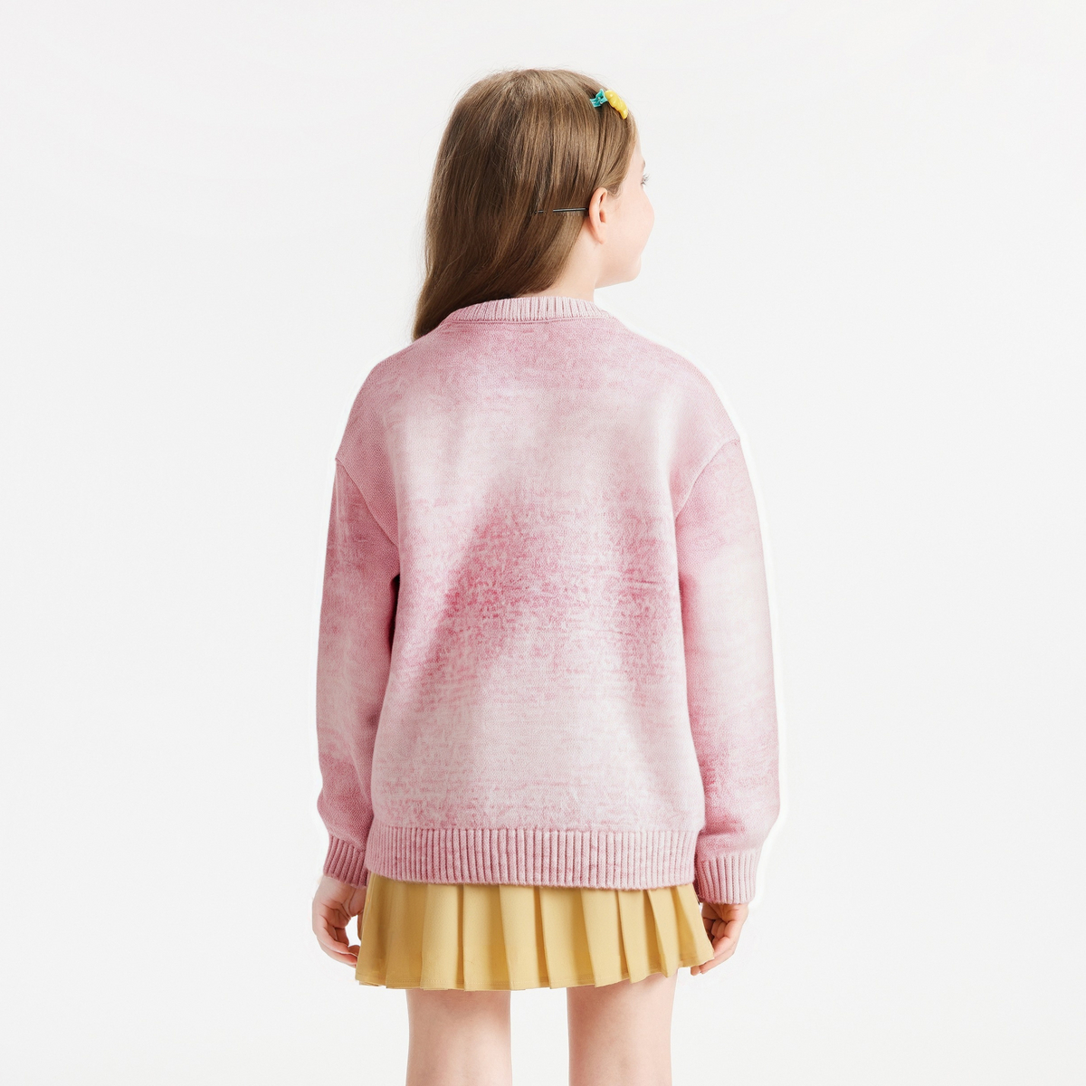 MQD童装女童渐变开衫毛衣2025秋季新款儿童韩版绣花宽松针织外套 - 图2