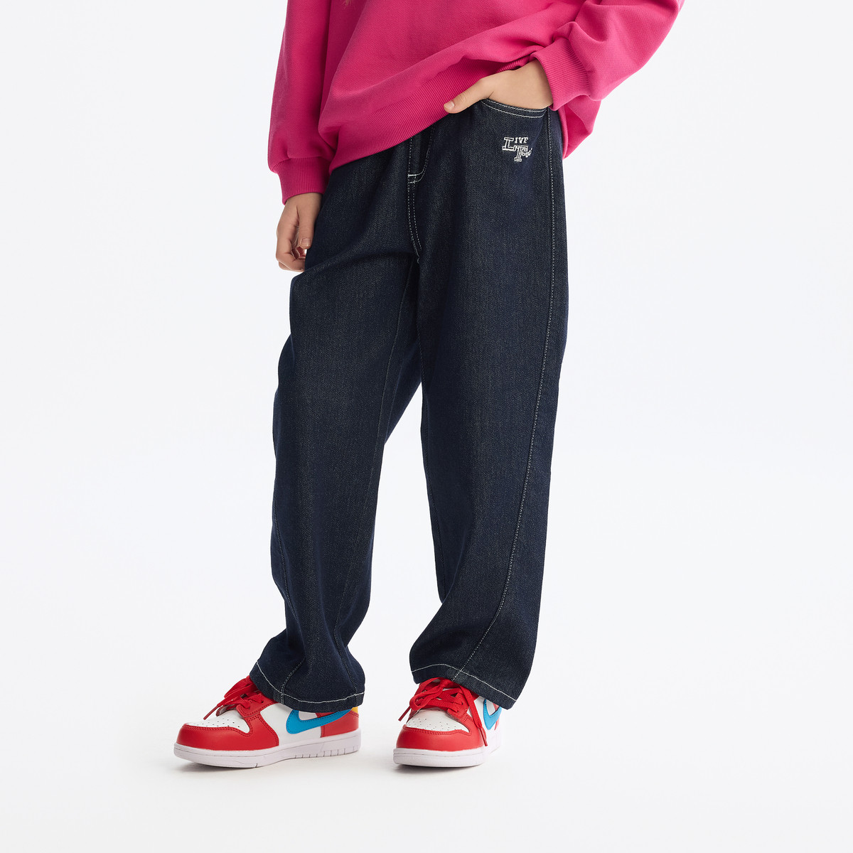 MQD童装女童裤子2025春季新款儿童牛仔裤百搭长裤中大童直筒裤,淘宝优惠券,粉丝福利购,淘宝优惠卷