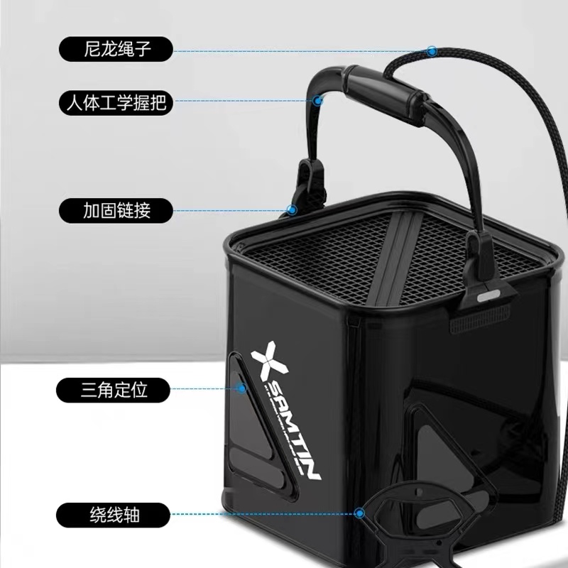 雷臣加厚EVA钓鱼打水桶折叠便携小渔桶垂钓活鱼桶收纳桶渔具小桶 - 图0