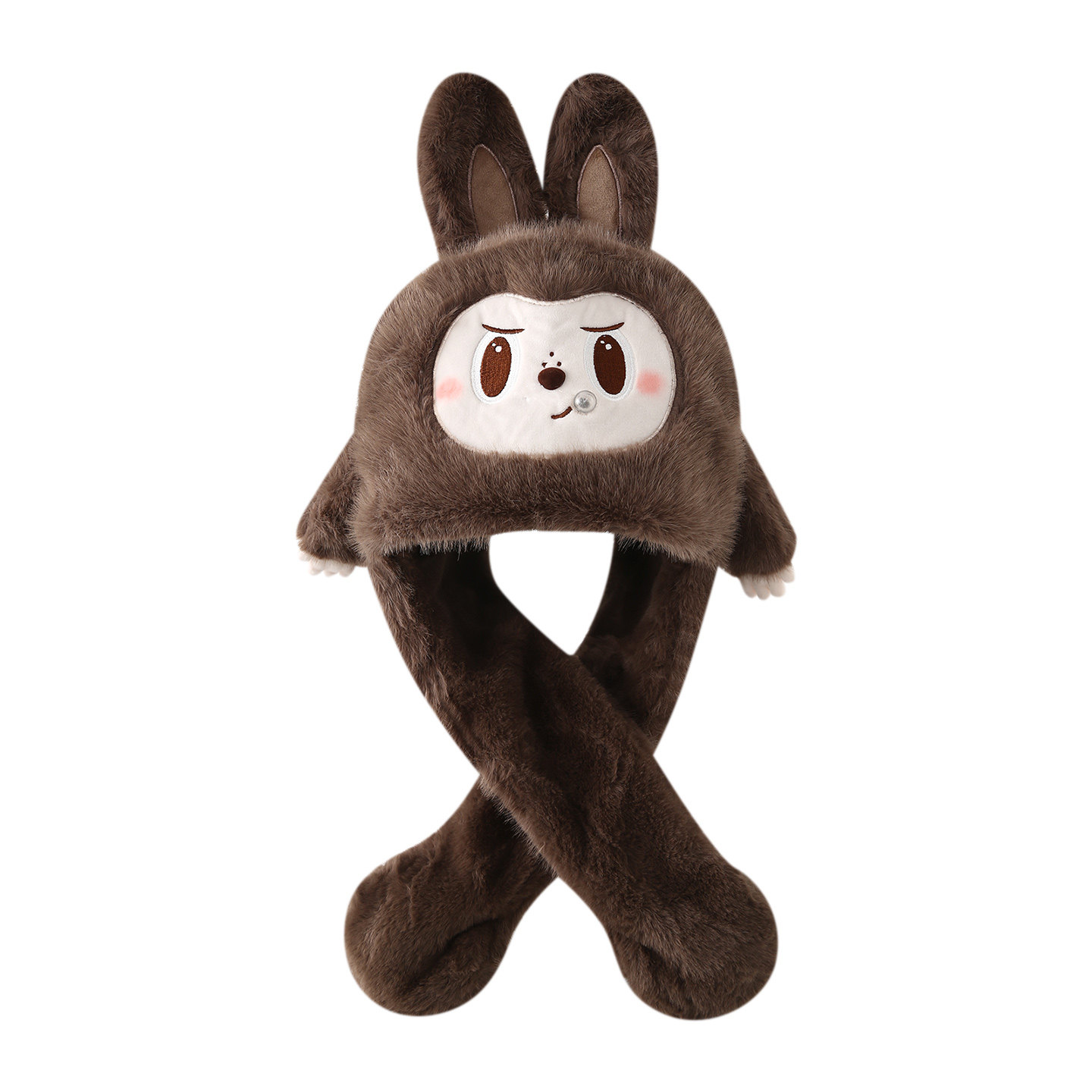 儿童帽子围巾一体冬季耳朵会动两件套超萌男女宝宝保暖加厚毛绒帽,淘宝优惠券,粉丝福利购,淘宝优惠卷