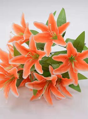 假花仿真百合花单支餐桌客厅装饰摆设仿真百合摆件花瓶插花