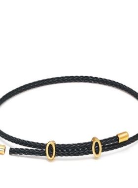 可调节手链可穿3D硬金黄金转运珠2mm细款防水钢丝绳手绳红色手串