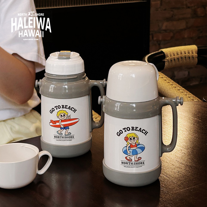 日本haleiwa保温杯儿童吸管杯不锈钢直饮杯哈雷蛙学生大容量水壶