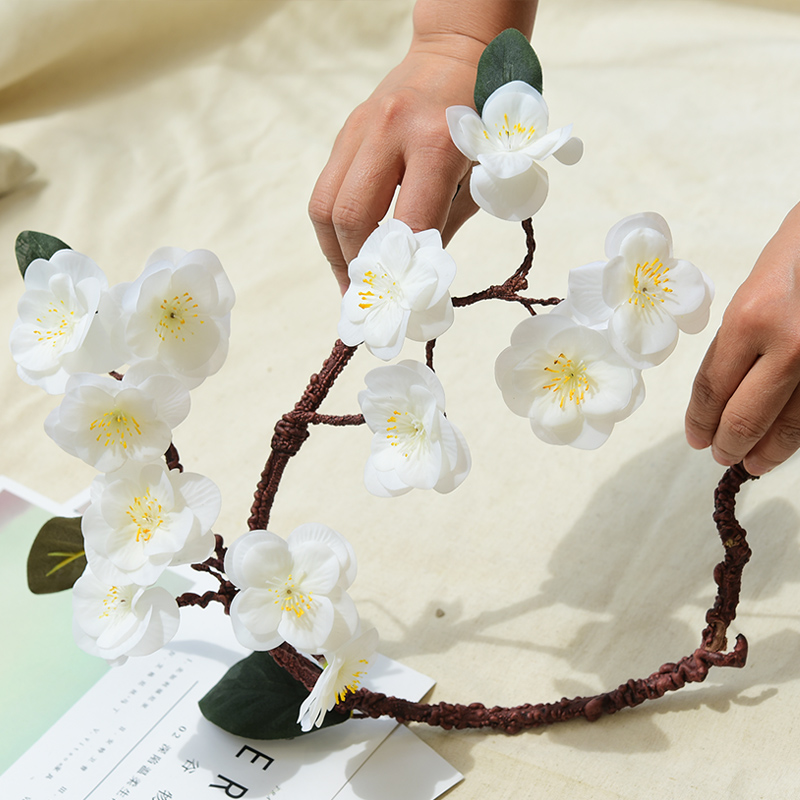 仿真梅花枝桃花樱花花枝客厅腊梅假花禅意陶瓷花瓶插花摆放装饰品 - 图1