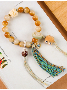 绿色系藏式流苏风化菩提珠手串