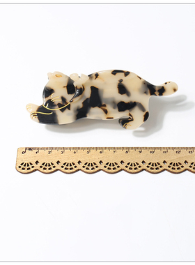 高级感豹纹猫咪后脑勺鲨鱼夹新款