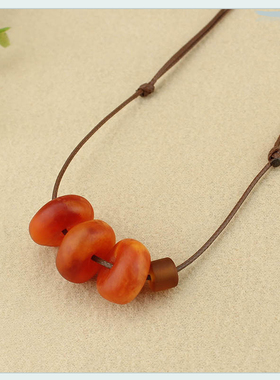 国风小清新树脂仿蜜蜡吊坠项链随型平安扣毛衣链棉麻配饰夏季新款