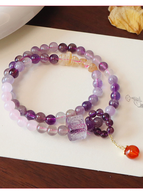 渐变紫色淡雅文艺古风双圈手链