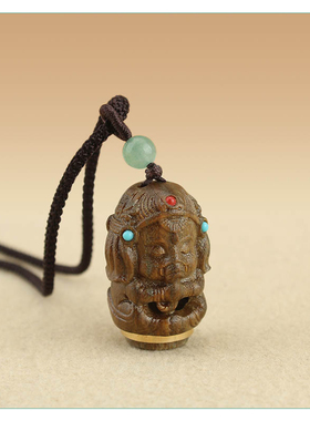 绿檀木镂空扩香香薰笼项链