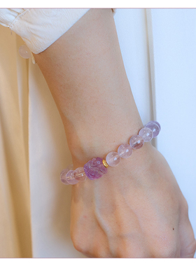 淡雅文艺好运回文珠清透紫手链