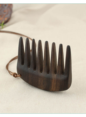 新中式木雕刻小梳子长款毛衣链