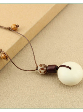 小鱼福袋象牙果平安扣吊坠项链